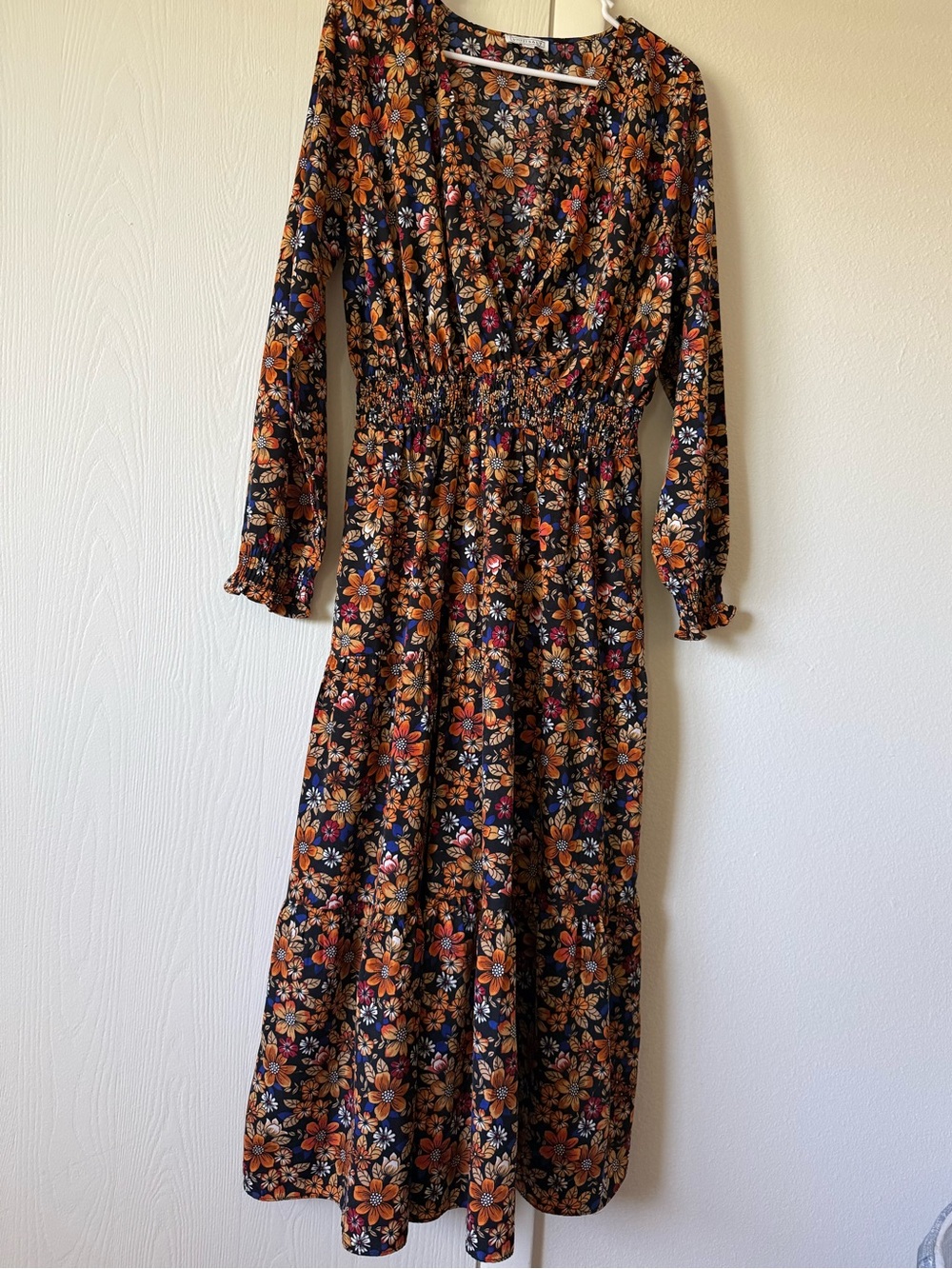 Sweet Salt Floral Tiered Maxi Dress long sleeve L